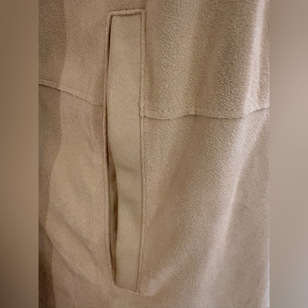 Bagatelle  SOFT Faux Suede Waterfall Jacket w/ Faux Leather Sleeves Beige Small - Picture 6 of 11